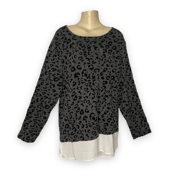 CD Daniels Cheetah Print Layered Shirt Raised Velour Top Business Casual Plus 1X - Picture 6 of 6